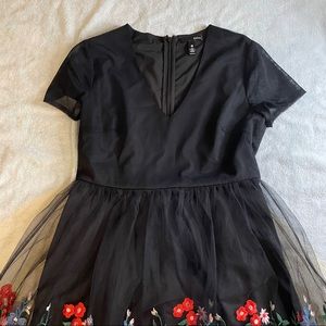 Black Aqua dress with floral pattern